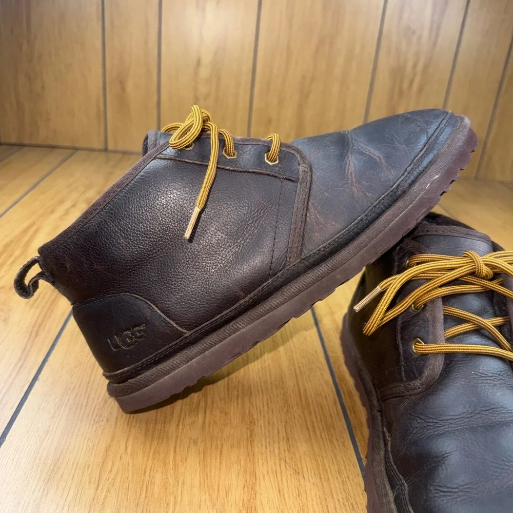 UGG Neumel Leather Boots Stout Brown Mens 11 Chukka Lace Up‎ 1008908